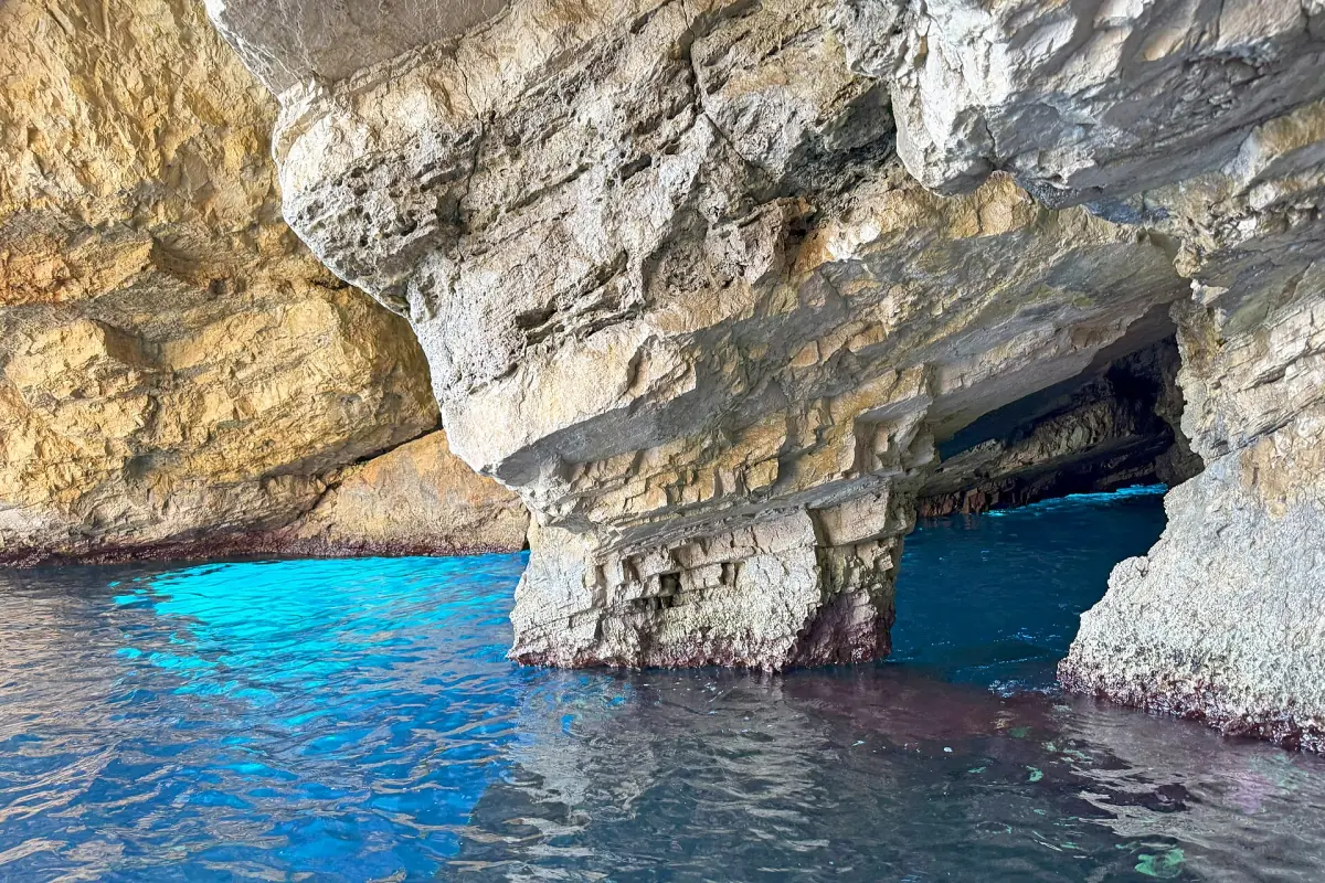 Blue water inside a sea cave
