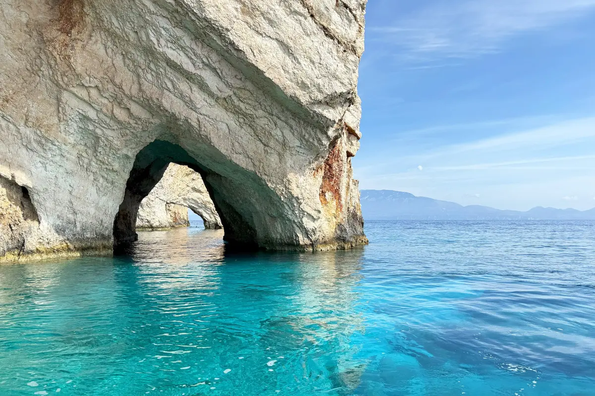 A rock arch at the Blue Caves