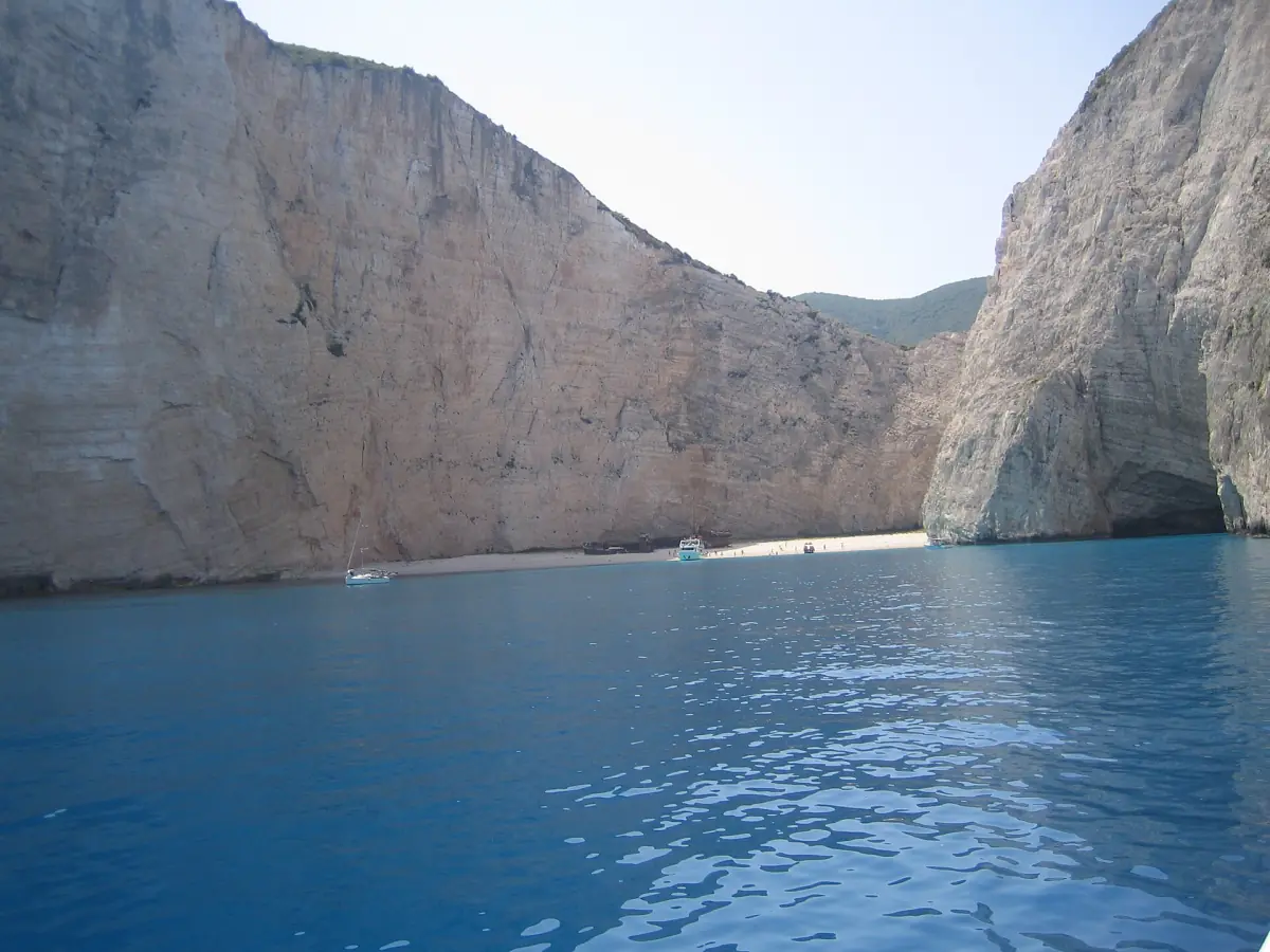 The cliffs of Navagio seen from the sea