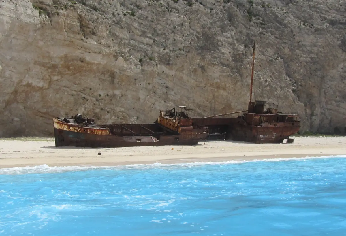 The wreck seen from the water
