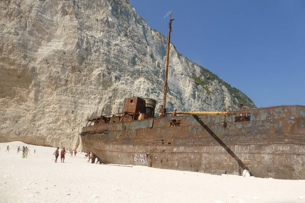 The hull of the wreck close up