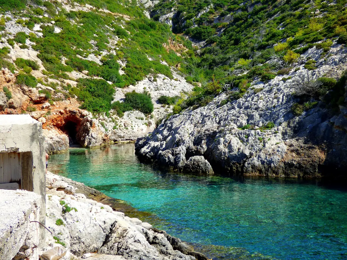 The rocky cove of Porto Limnionas