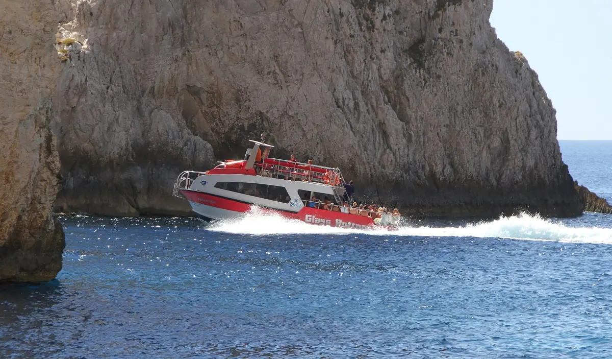 A glass-bottom boat off the coast