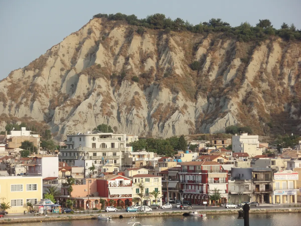The waterfront of Zakynthos town below Bochali
